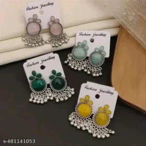 Oxidised Silver Trendy Earrings & Studs Combo – Set of 4 Pairs