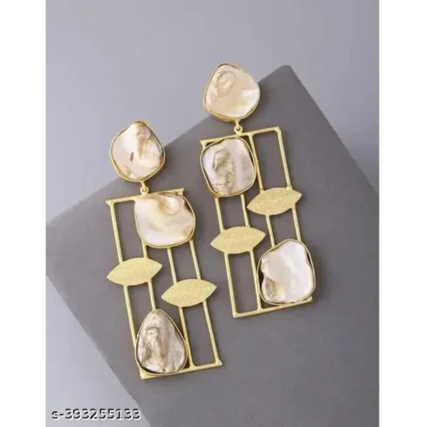 Western Earrings for Women – Gold Oval Mother of Pearl Style
