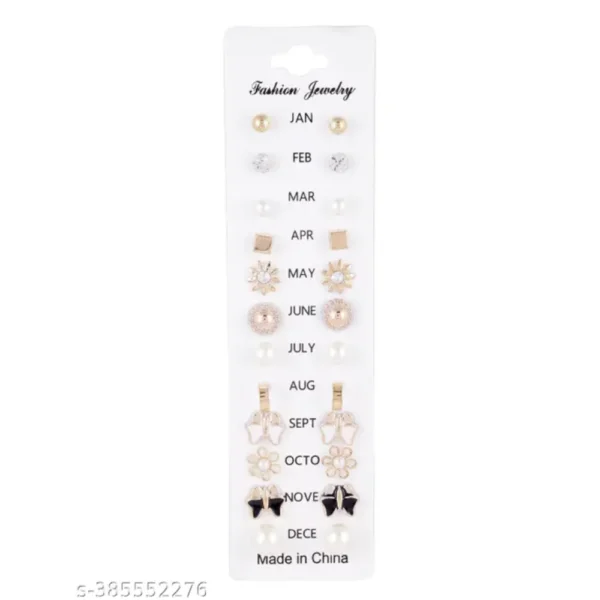 Combo of 12 Earring Pairs – Trendy Earrings for Girls