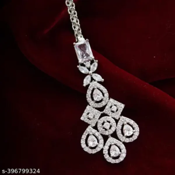 Silver Plated CZ Maangtikka for Women & Girls – Elegant Festive Sparkle