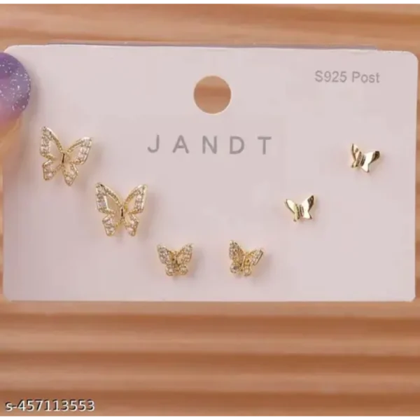 Needle Butterfly Studs Combo – Stylish & Sparkling Picks