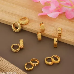 Combo of Beautiful Bali Stud Earrings – Gold Plated Set