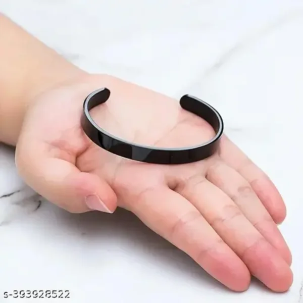 Black Polished Brass Adjustable Kada Bracelet for Men
