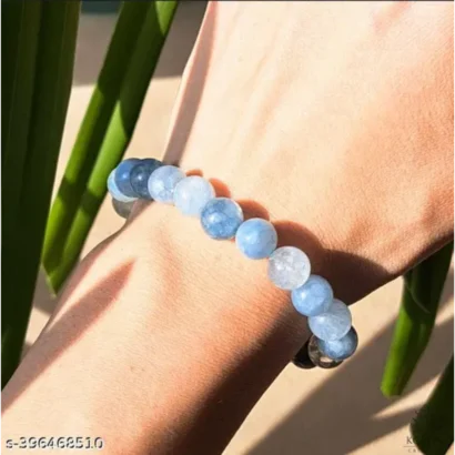 Aquamarine Crystal Beaded Bracelet for Calming & Balance