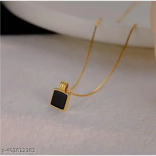 Bold Black Geometric Necklace for Men & Girls – Gold Plated
