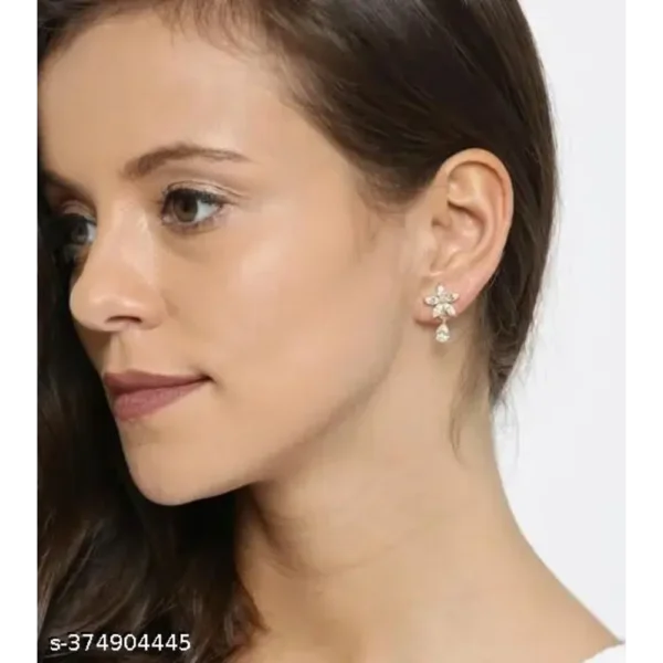 Lightweight Gold Plated CZ American Diamond Stud Earrings