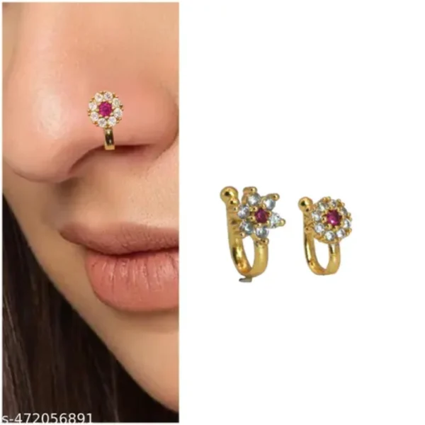 Rosegold Plated Nosepin Combo | Stylish Clip-On Nose Rings