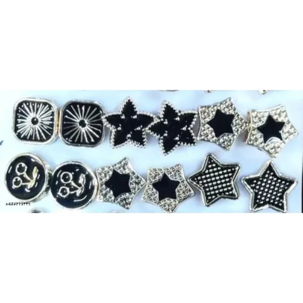 Trendy Back Stud Earrings Combo – Pack of 24 Pairs (Gold Plated)