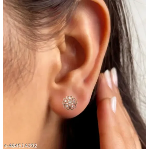 Rose Gold Plated American Diamond Stud Earrings – Everyday Elegance