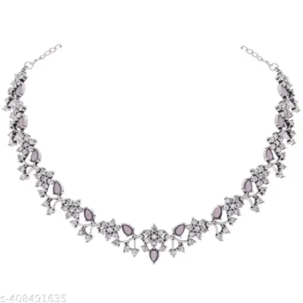 Rose Gold American Diamond Necklace Set – Elegant Party Glam