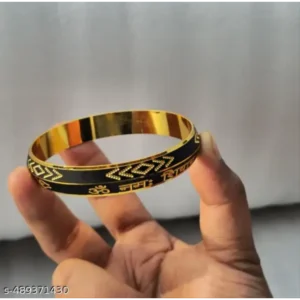 Om Namah Shivay Oxidised Gold Kada for Men – Stainless Steel