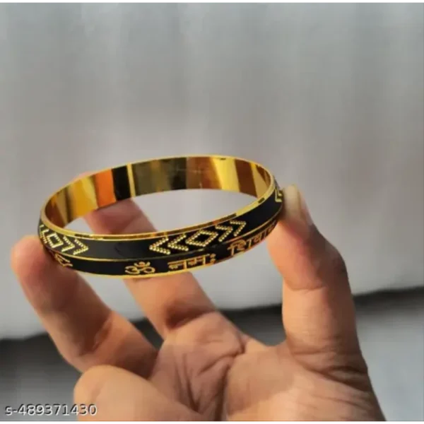 Om Namah Shivay Oxidised Gold Kada for Men – Stainless Steel