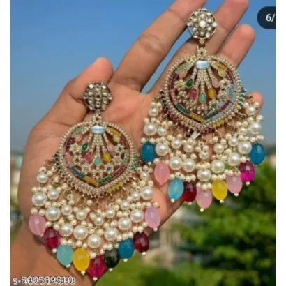 Trendy Gold Plated Kundan Dangler Earrings for Women