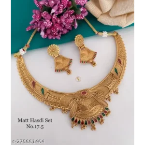 Stylish Matte Gold Fashion Jewellery Set for Women & Girls