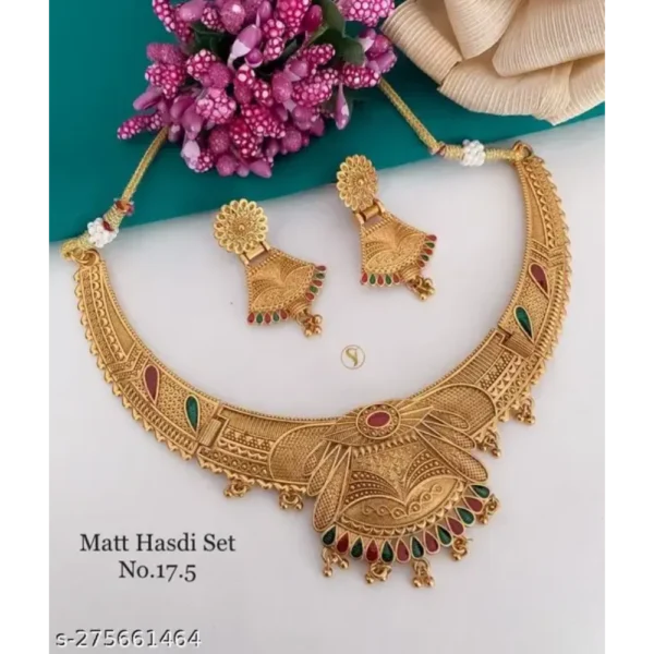 Stylish Matte Gold Fashion Jewellery Set for Women & Girls