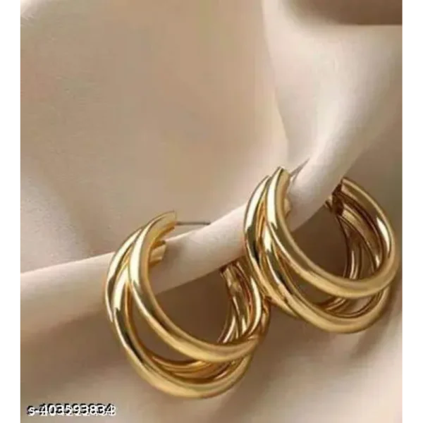 3layers Open Hoop Earring – Trendy Gold Plated Half Hoops