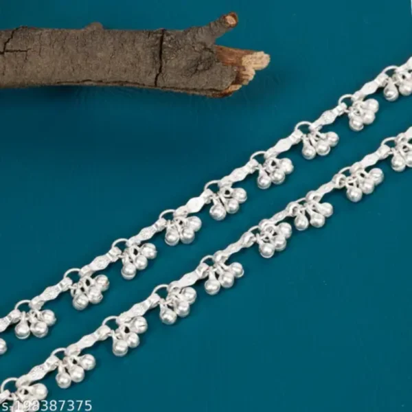 Silver Plated Ghungroo Anklet Payal with Toe Ring Design