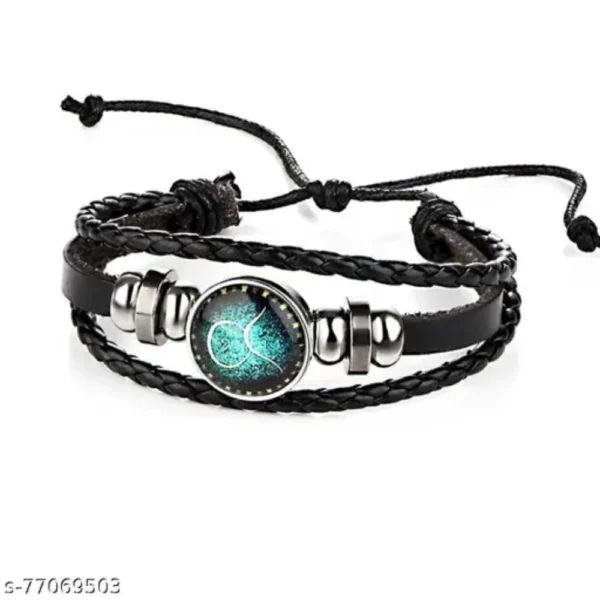 Taurus Zodiac Leather Bracelet for Boys & Girls – Adjustable