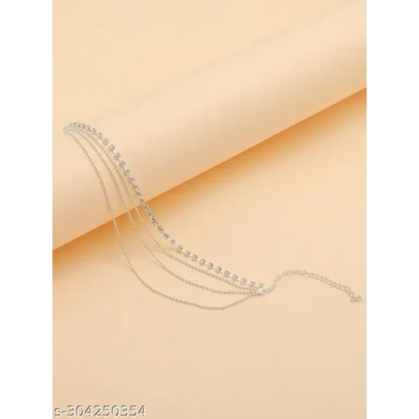 Shiney Silver Rhinestone Ball Chain Anklet for Women