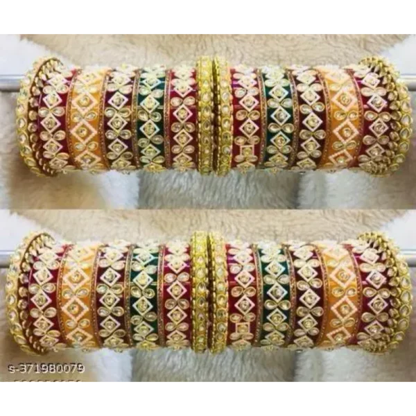 Designer Colorful Bangle Set – Vibrant Chooda Style with Pearls