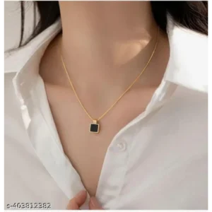 Bold Black Geometric Necklace for Men & Girls – Gold Plated