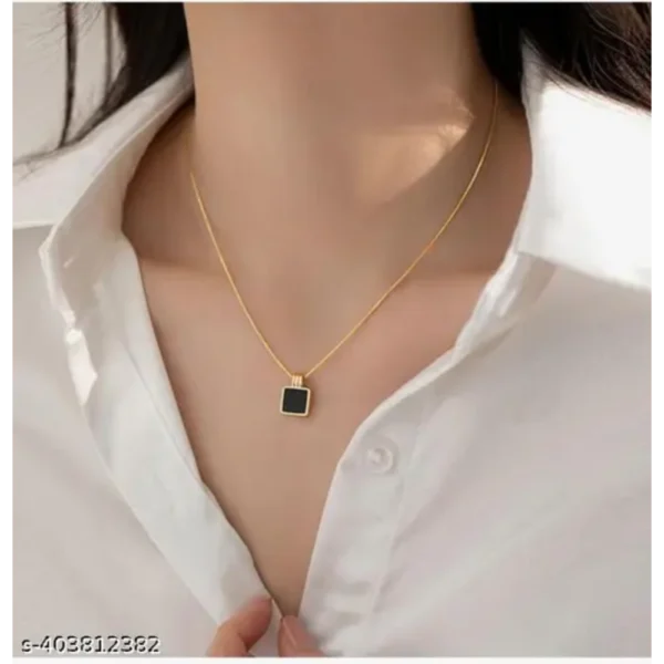 Bold Black Geometric Necklace for Men & Girls – Gold Plated
