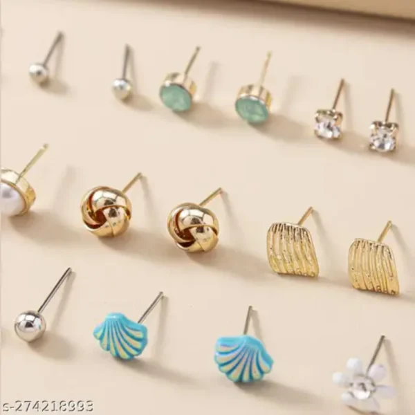 30 Pair Gold Plated Multicolor Studs Multicolor Combo Set