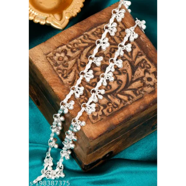 Silver Plated Ghungroo Anklet Payal with Toe Ring Design