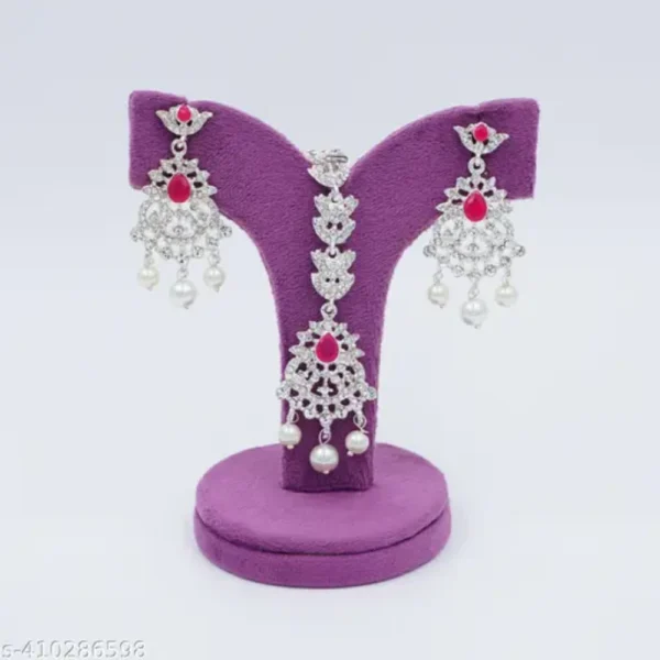 Silver Plated Haram Choker Set with CZ Stones for Women