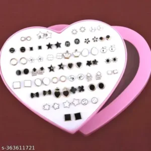 36 Earring Black and White Plastic Stud Earring – Trendy Combo Set