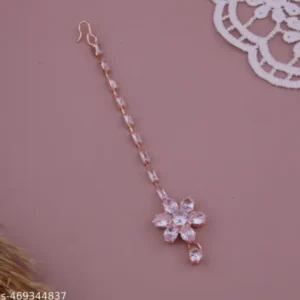 Elegant Crystal Diamond Maangtikka for Women – Rose Gold Sparkle