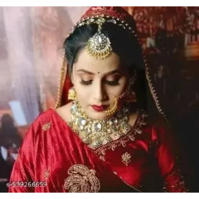 Gold Plated Fancy Jewellery Set with Polki Stones