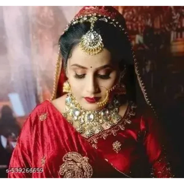 Gold Plated Fancy Jewellery Set with Polki Stones