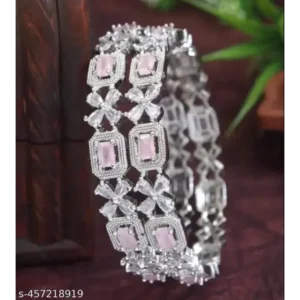 Sparkling American Diamond Bangles – Silver Plated Beauty