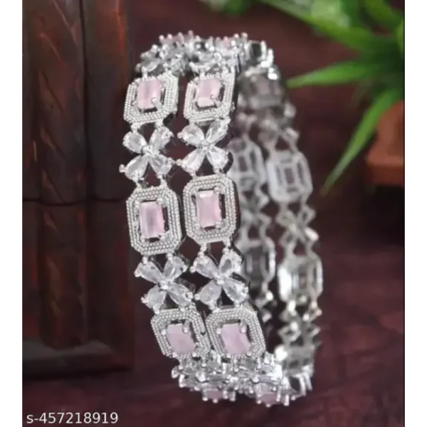 Sparkling American Diamond Bangles – Silver Plated Beauty