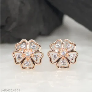 Rose Gold Plated American Diamond Stud Earrings – Everyday Elegance