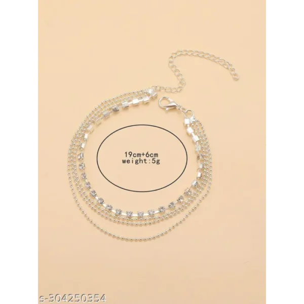Shiney Silver Rhinestone Ball Chain Anklet for Women