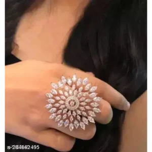 Elegant American Diamond Ring for Women – Gold Plated Sparkle