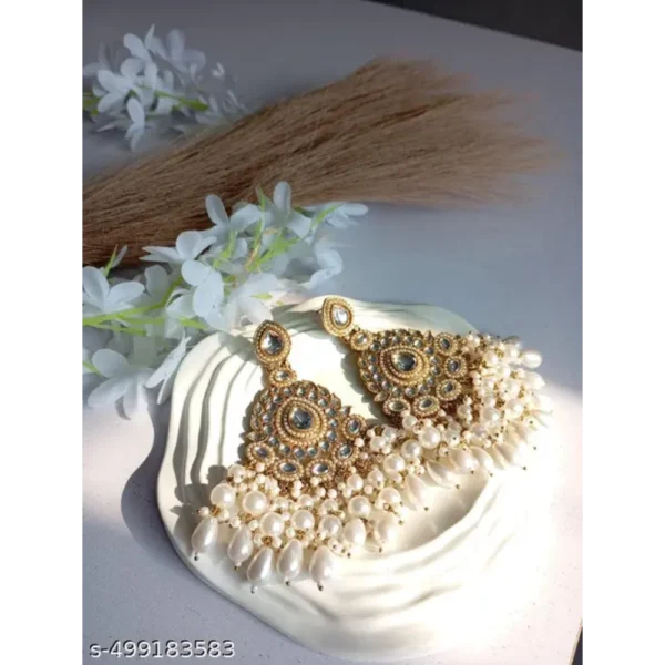 Vintage Gold Chandelier Earrings for Women – Pearl Drop Statement