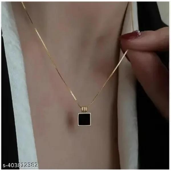 Bold Black Geometric Necklace for Men & Girls – Gold Plated