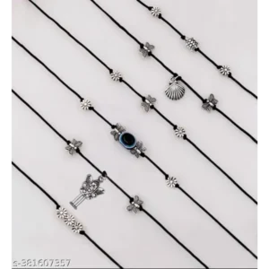 Evil Eye Najariya Black Thread Styled Anklets