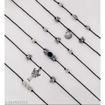 Evil Eye Najariya Black Thread Styled Anklets