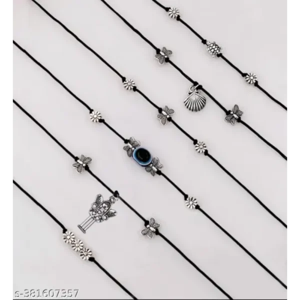 Evil Eye Najariya Black Thread Styled Anklets