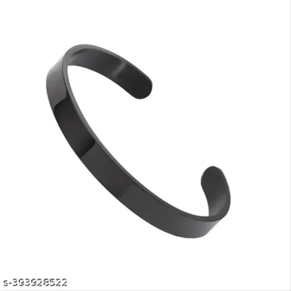 Black Polished Brass Adjustable Kada Bracelet for Men