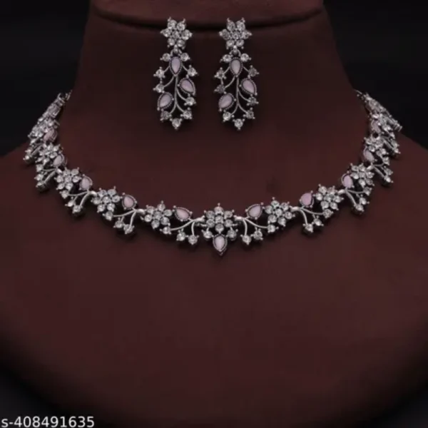 Rose Gold American Diamond Necklace Set – Elegant Party Glam