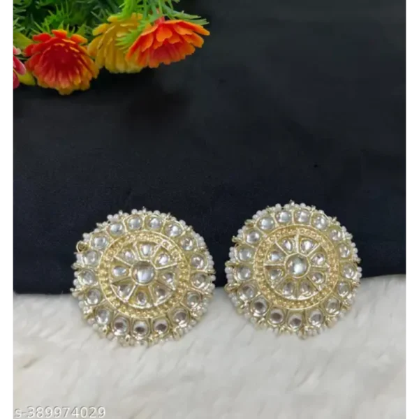 Satrangi Bollywood Style Jadau Kundan Studs – Gold Plated Oversized Earrings