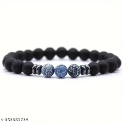 Natural Stone Beads Strand Bracelet – Unisex Adjustable Wristwear