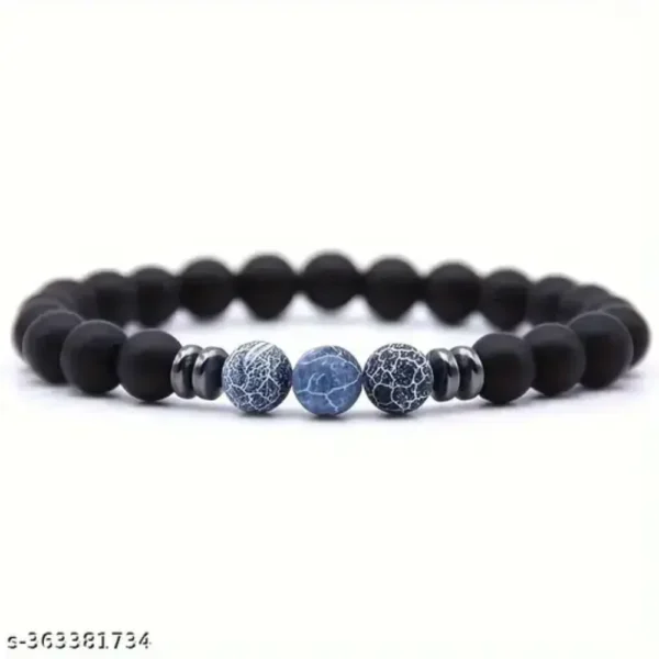 Natural Stone Beads Strand Bracelet – Unisex Adjustable Wristwear