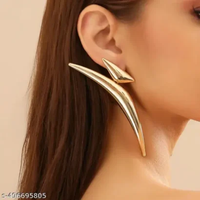 Geometric Triangle Crescent Moon Statement Earrings – Bold & Trendy