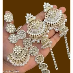 Mangtika and Earing and Tika – Elegant Pearl Set for Women